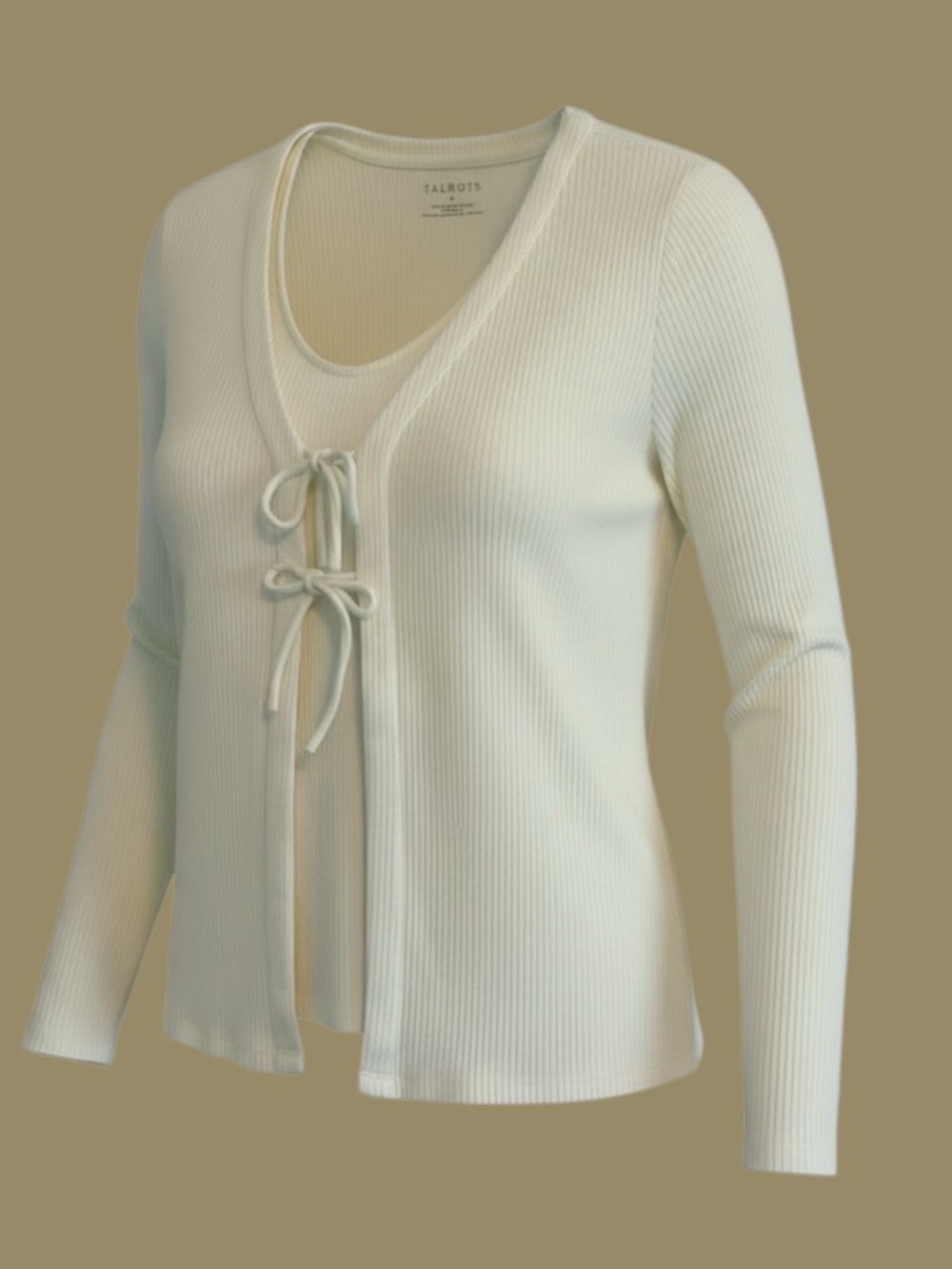 ✨ ELEVATED CLASSIC: Talbots Ribbed Tie-Front Twin Set | Jacket + Tank | XL ✨ - Picture 13 of 13